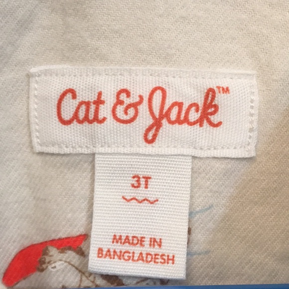 Cat & Jack Shirts & Tops Nwt Cat Jack Boys 3t Dinosaur Button Down